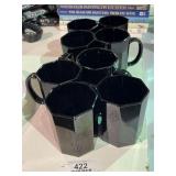 8 MCM Black Octane Glass Mugs