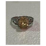 Sterling Silver Oval Citrine Ring
