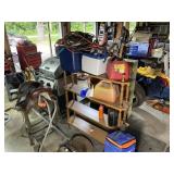 Shelf, Stool and Two Coolers
