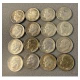 16 Roosevelt Silver Dimes