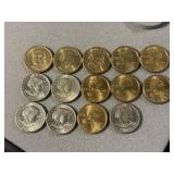 14 $1 US Coins