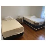 Twin Beds, Table & Lamp