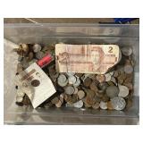 Tub of Coins & Coin Tubes