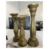 3 Gold Candleholders