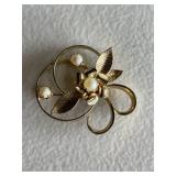 Ornate Vintage Pearl Brooch