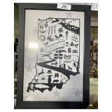Framed Indiana Icons Print