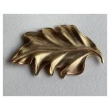 Brushed Gold Finish Leaf Brooch