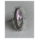 Sterling Silver Elongated Mother of Pear Ring