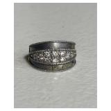 Sterling Silver White Sapphire Vintage Dome Ring