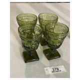 Green Indiana Glass Stem Goblets
