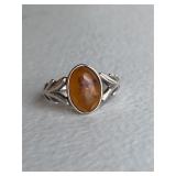 Sterling Silver Amber Ring