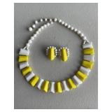 Vintage Yellow & White Jewelry Set