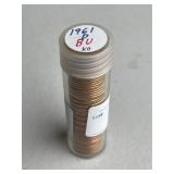 1961-D UNC Lincoln Cent Roll