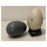 2 Carved Stone Eggs