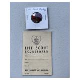 Boy Scout Life Scout Pin & Card