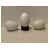 3 Victorian Milk Glass Eggs