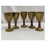 5 Vintage Brass Cups