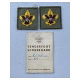 Boy Scout Tender Foot Patches & Card