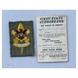 Official Boy Scout First Class Patch & Card
