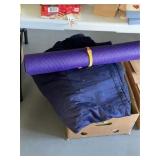 Box of Linens, Quilt & Exercise Mat