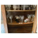 Shelf of Stemmed Wine Glasses & Miscellaneous