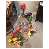 Large Lot of Artificial Flowers & Wreath