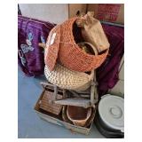 Lot of Baskets & Swing Seat / Chair
