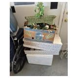 4 Boxes of Christmas Dï¿½cor & Green Basket