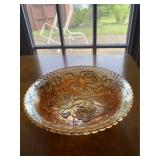 Open Rose Imperial Glass Carnival Bowl