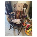 Large Rocking Chair, Cushions & Throw Blanket