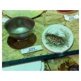 Pewter Bowl & Hand Painted Trivet