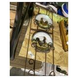 Rooster Plates & Metal Wall Rack