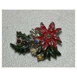 Enamel Vintage Poinsettia Brooch