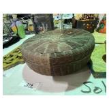 Vintage Round Woven Bamboo Storage Box