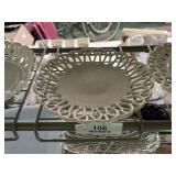 Vintage Milk Glass Lace Trim Serving Tray