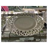 Vintage Milk Glass Lace Trim Serving Tray