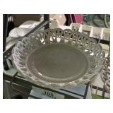 Vintage Milk Glass Lace Trim Serving Bowl