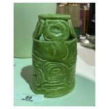 Green Glazed Spiral Pattern Planter