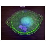Uranium Glass Double Handle Platter