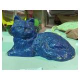 Vintage Cobalt Blue Ceramic Cat Doorstop