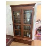 Antique Victorian Oak Double Glass Door Bookcase