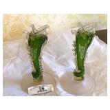Pr Venetian Murano Glass Dolphin Candlesticks