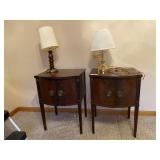 Pair of Antique Side Tables & 2 Lamps