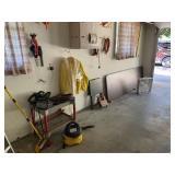Lot of Tools & Misc. Along Garage Wall