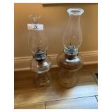 2 Pattern Glass Oil Lamps
