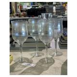 4 Crystal Ribbed Stemware Glasses