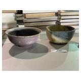 Pair of Hand Signed Stoneware Bowls
