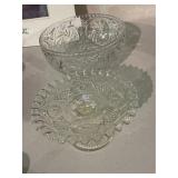 Pressed Glass Ruffle Edge Donut Stand & Bowl