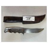 Antique Carved Handle Knife w/ Sheath