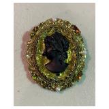 Large Black Glass Cameo